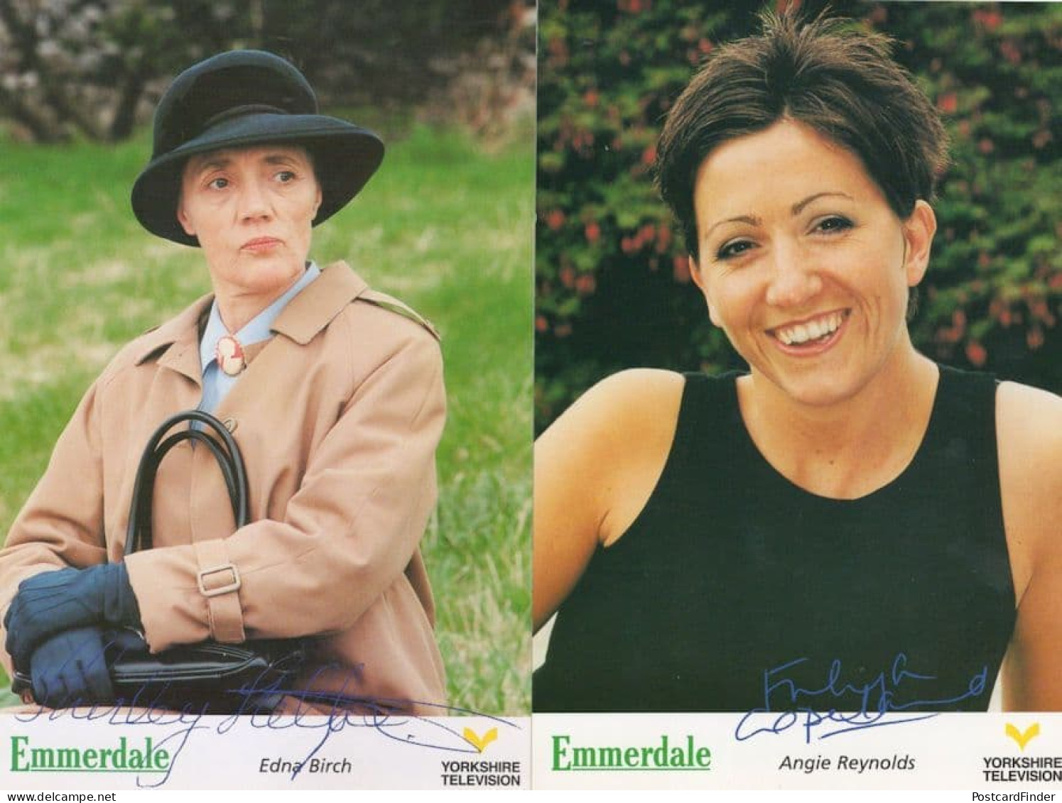 Edna Birch Angie Reynolds 2x Printed Signed Emmerdale Photo S - Actors & Comedians