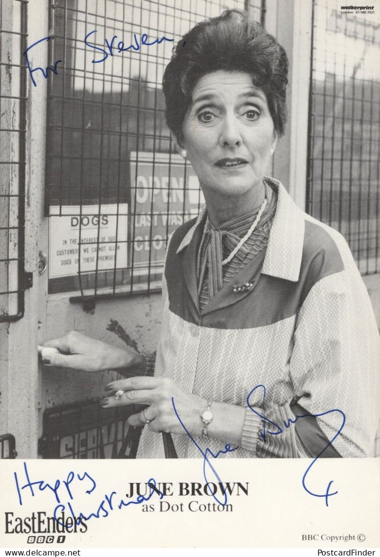 June Brown Dot Cotton Eastenders RARE Hand Signed Cast Card - Actores Y Comediantes 