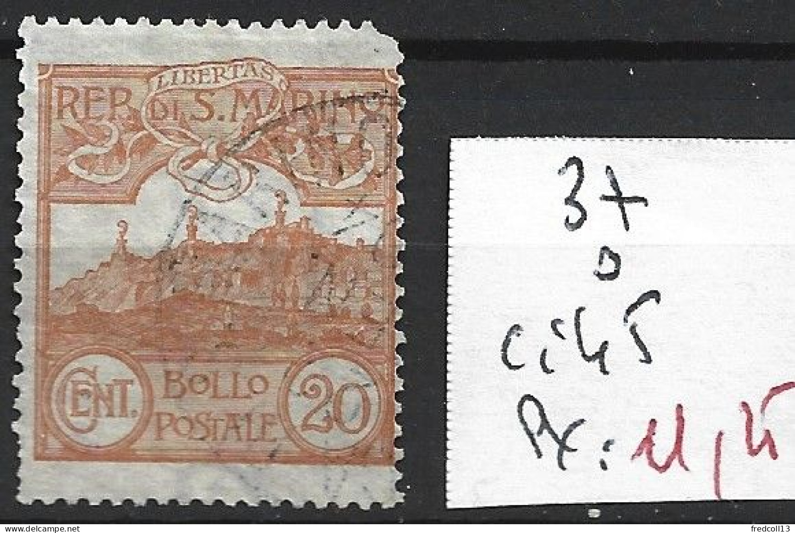 SAINT-MARIN 37 Oblitéré Côte 45 € - Used Stamps