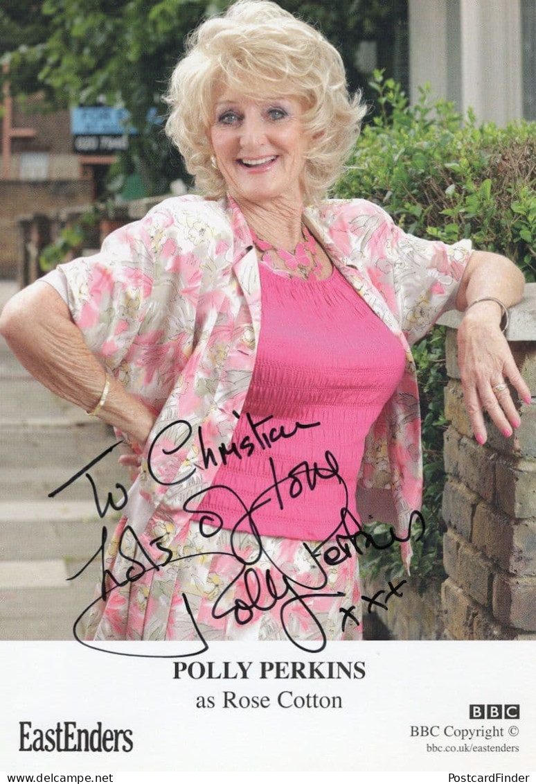 Polly Perkins Eastenders Hand Signed Cast Card & Reverse Message - Attori E Comici 