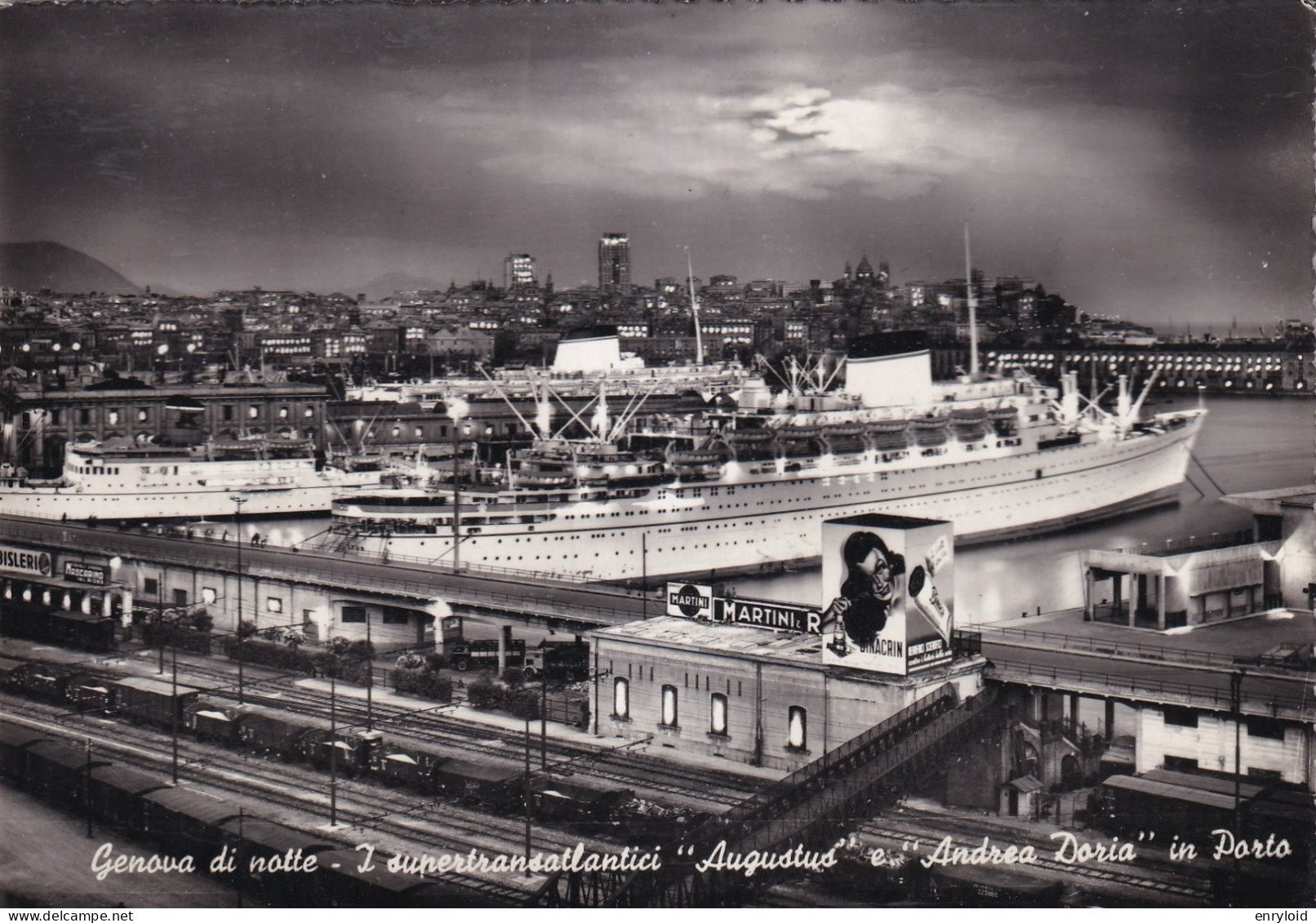 Genova Di Notte Supertransatlantici Augustus E Andrea Doria In Porto - Genova (Genua)