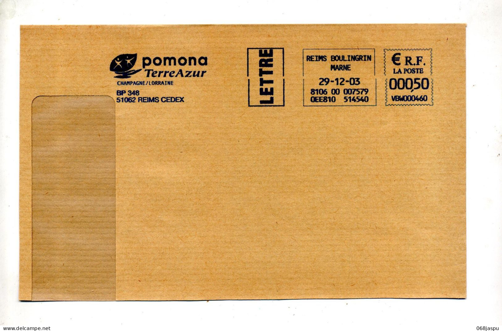 Grand Fragment De Lettre Flamme Ema Reims Pomona  Legume - EMA (Print Machine)