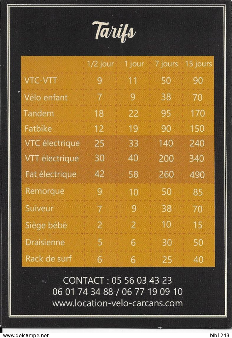 33 Gironde Carcans Maubuisson Depliant Publicitaire Bicy Cool Location Velo Plan Des Pistes Cyclables - Toeristische Brochures