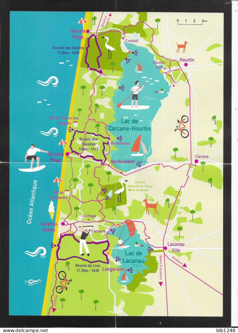 33 Gironde Carcans Maubuisson Depliant Publicitaire Bicy Cool Location Velo Plan Des Pistes Cyclables - Tourism Brochures