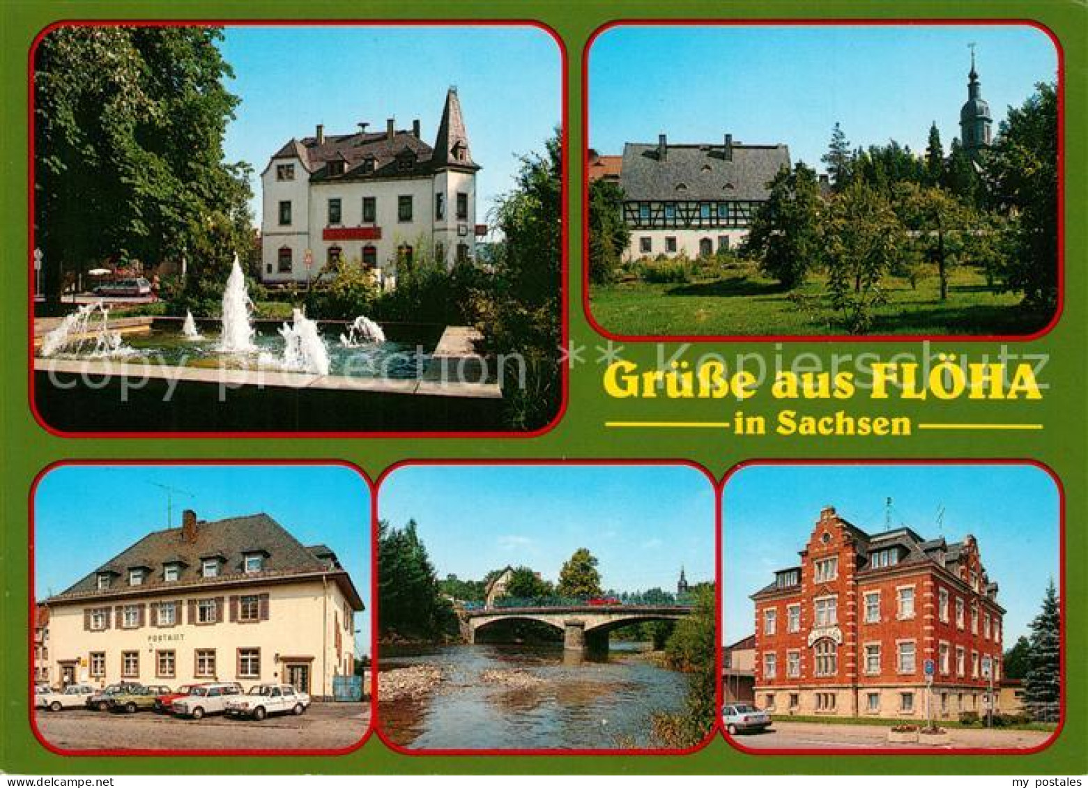 73267420 Floeha Wasserspiele Fachwerk Partie Am Fluss Bruecke Postamt Rathaus Fl - Flöha