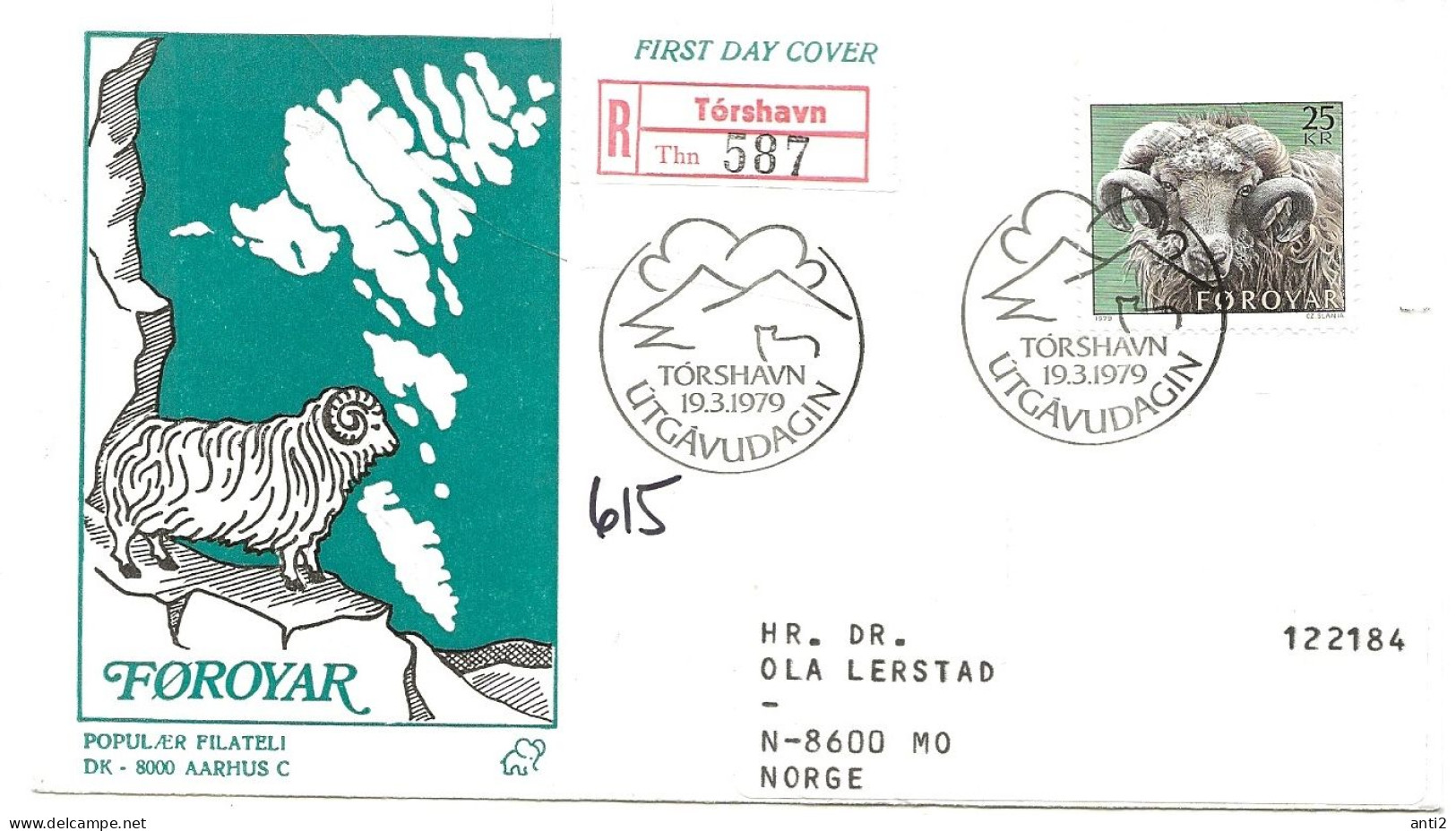 Faroe Islands 1979 Sheep Farming, Aries  Mi 42 FDC  Registered Letter - Faroe Islands