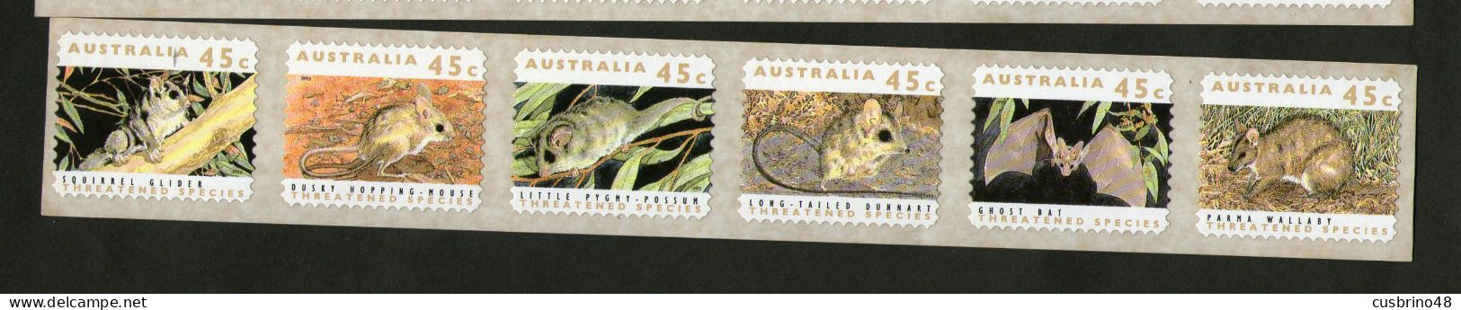 AUSTRALIA 1992 P & S Strip 45c Endangered Species Strip 6 PRINTSET 1 Koala Reprint. - Lot  AUS 236 - Neufs