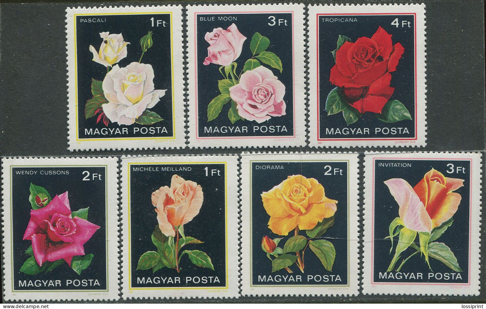 Hungary:Unused Stamps Serie Flowers, Roses, 1982, MNH - Roses