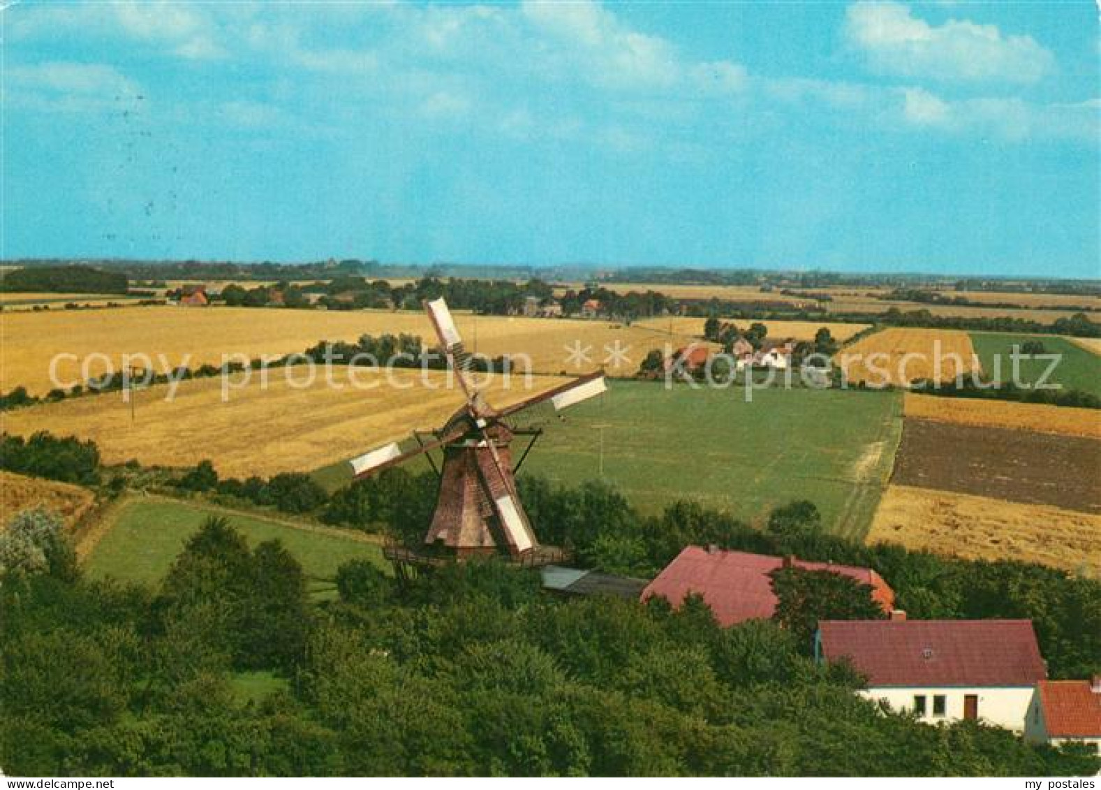 73267327 Lemkenhafen Landschaftspanorama Windmuehle Fliegeraufnahme Lemkenhafen - Fehmarn