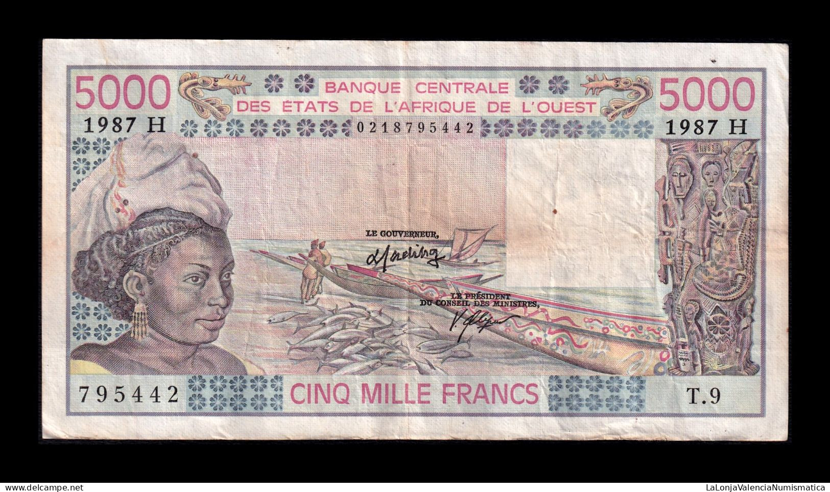 West African St. Niger 5000 Francs 1987 Pick 608Hl Bc/Mbc F/Vf - West-Afrikaanse Staten