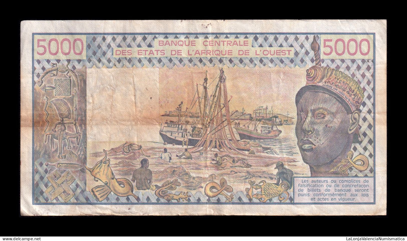 West African St. Niger 5000 Francs 1987 Pick 608Hl Bc/Mbc F/Vf - Estados De Africa Occidental
