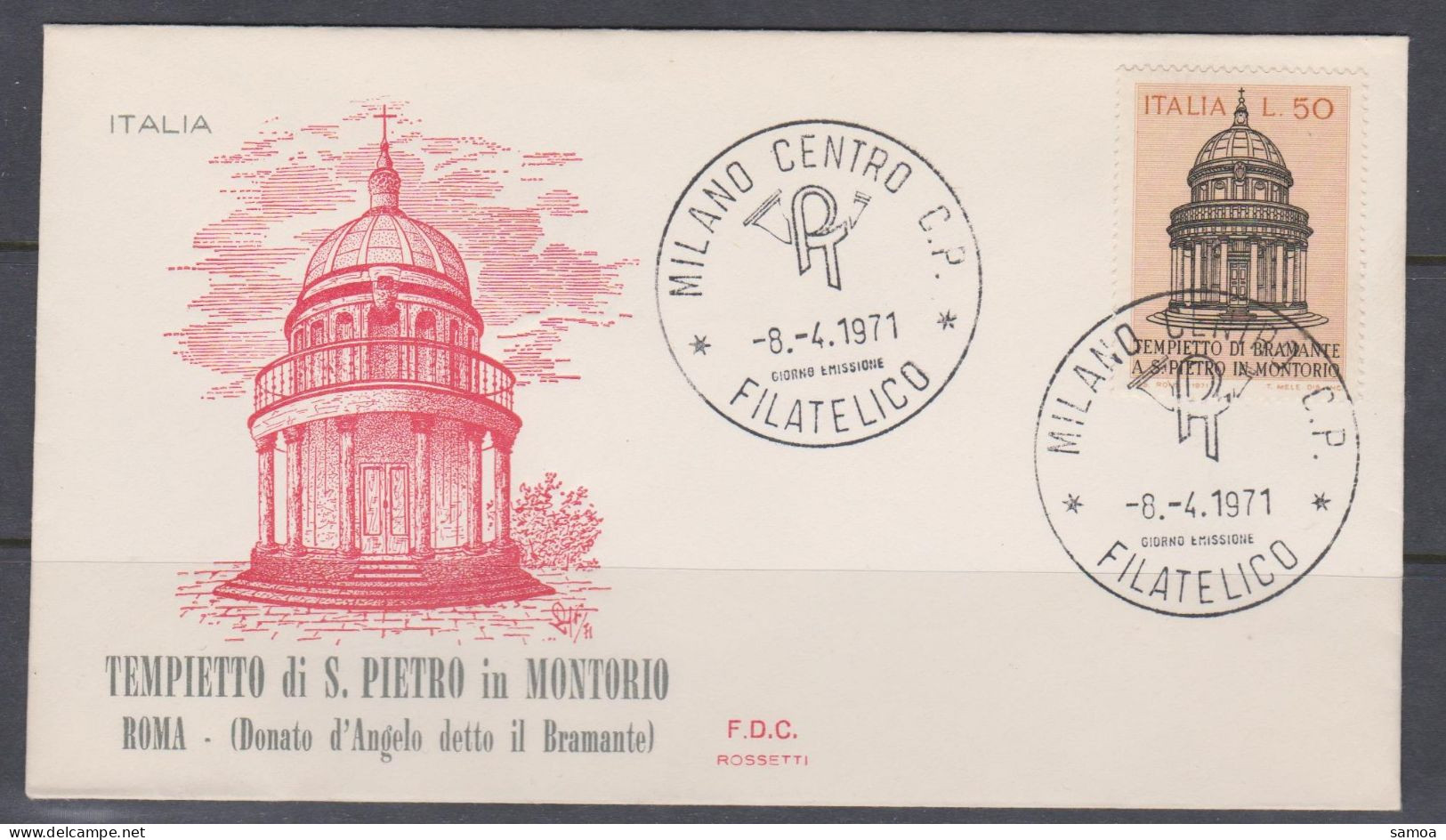 Italie FDC 1971 1069 Petit Temple De Bramante à Saint-Pierre In Montorio De Rome - FDC