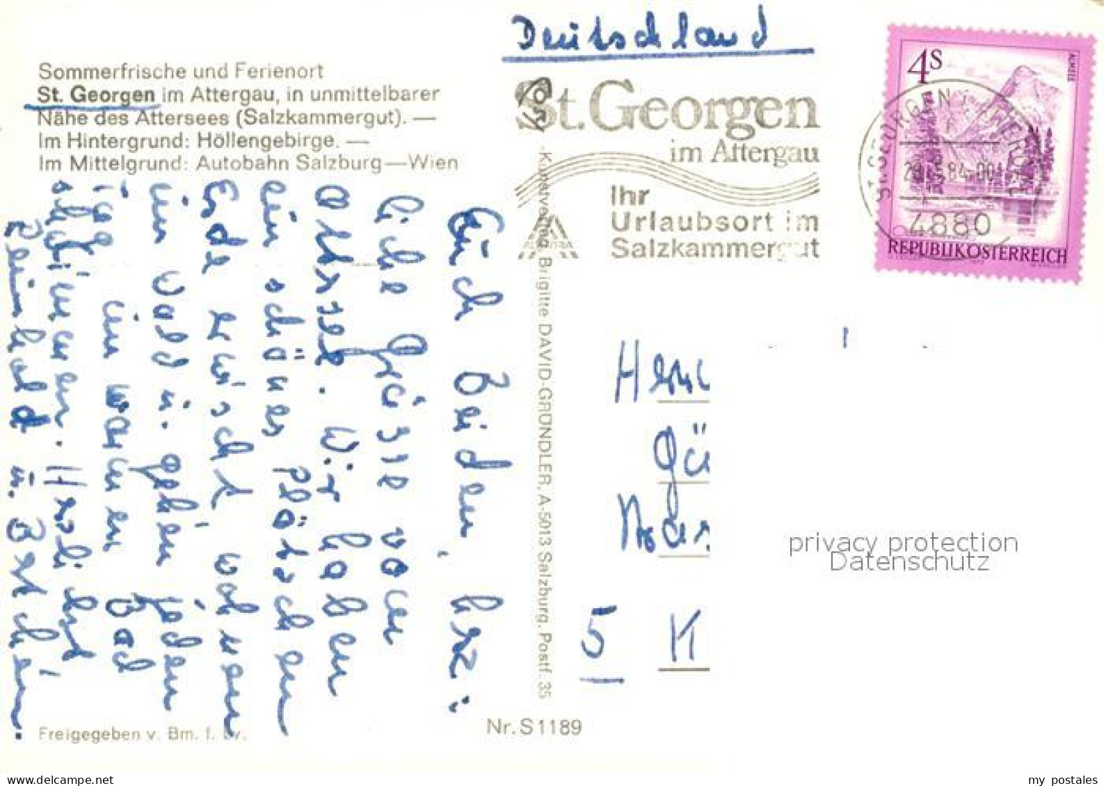 73267223 Georgen Attergau Sankt Fliegeraufnahme Attersee Hoellengebirge Georgen  - Altri & Non Classificati