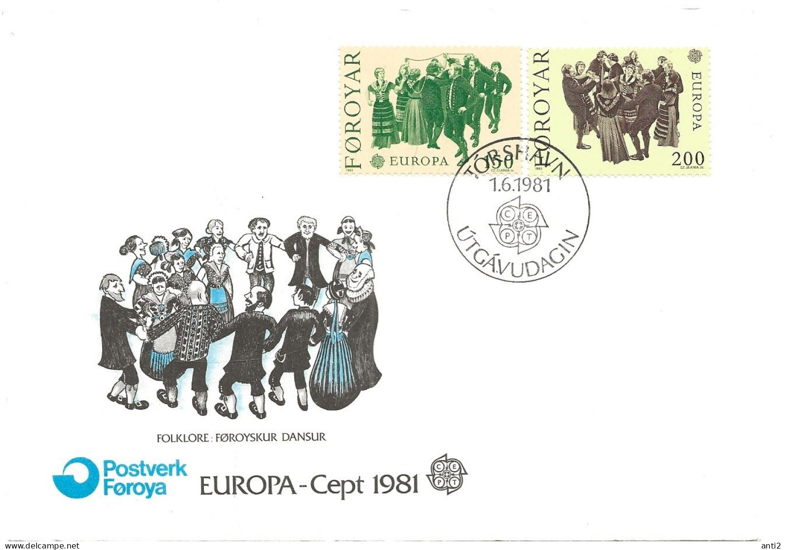 Faroe Islands 1981 Europe: Folklore  Mi 63-64 FDC - Färöer Inseln