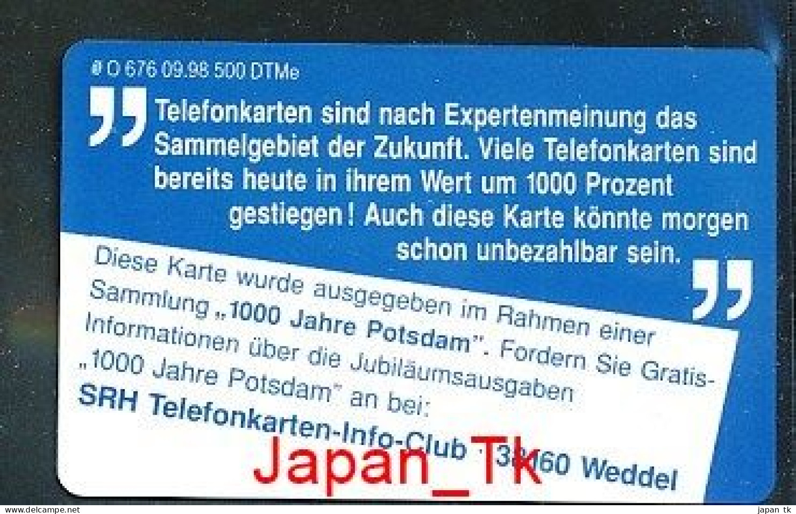 GERMANY O 676 98 1000 Jahre Potsdam   - Aufl  500 - Siehe Scan - O-Series : Series Clientes Excluidos Servicio De Colección