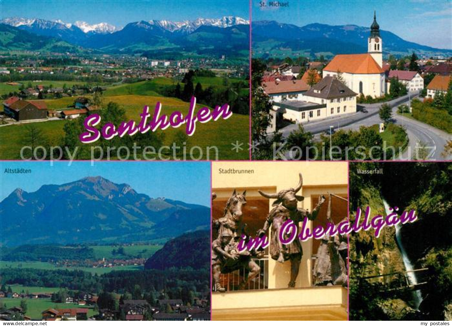 73266933 Sonthofen Oberallgaeu Panorama Alpen St Michael Kirche Wasserfall Stadt - Sonthofen