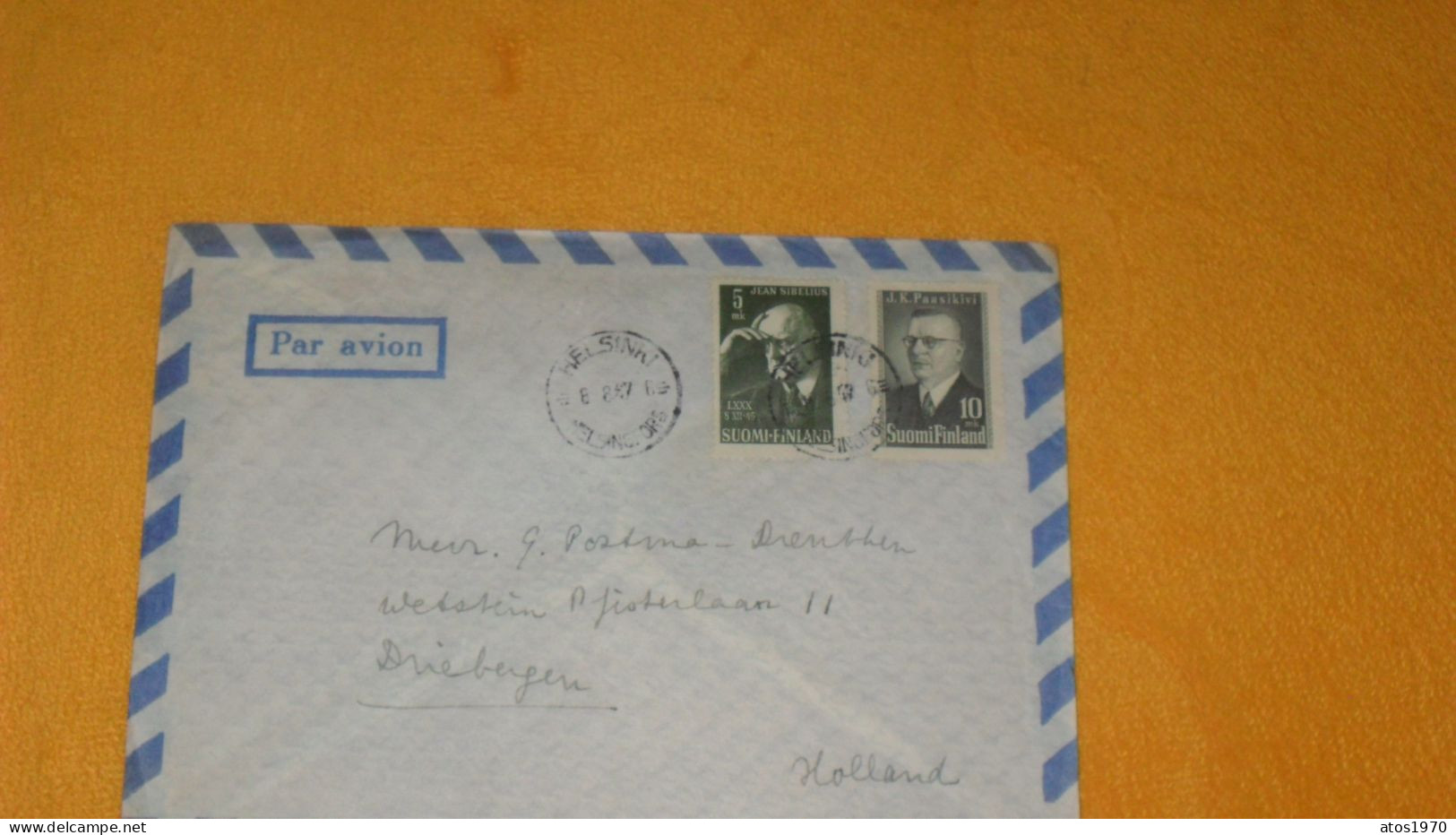 ENVELOPPE ANCIENNE  DE 1947../ CACHETS HELSINKI HELSINGFORS POUR HOLLAND + TIMBRES X2 - Lettres & Documents