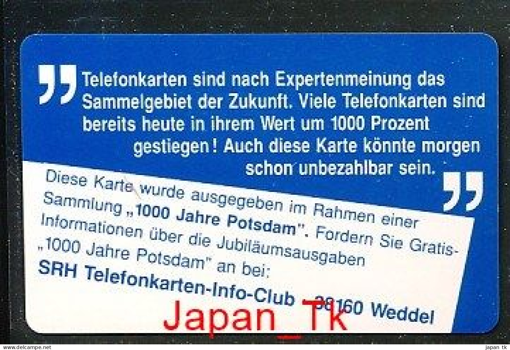 GERMANY O 628 99 1000 Jahre Potsdam   - Aufl  500 - Siehe Scan - O-Series : Séries Client