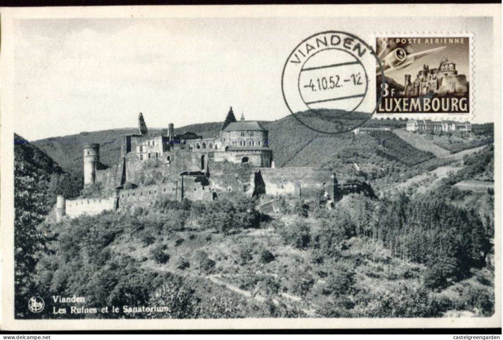 X0418 Luxembourg, Maximum 1952 Vianden Les Ruines Du Chateau - Cartes Maximum