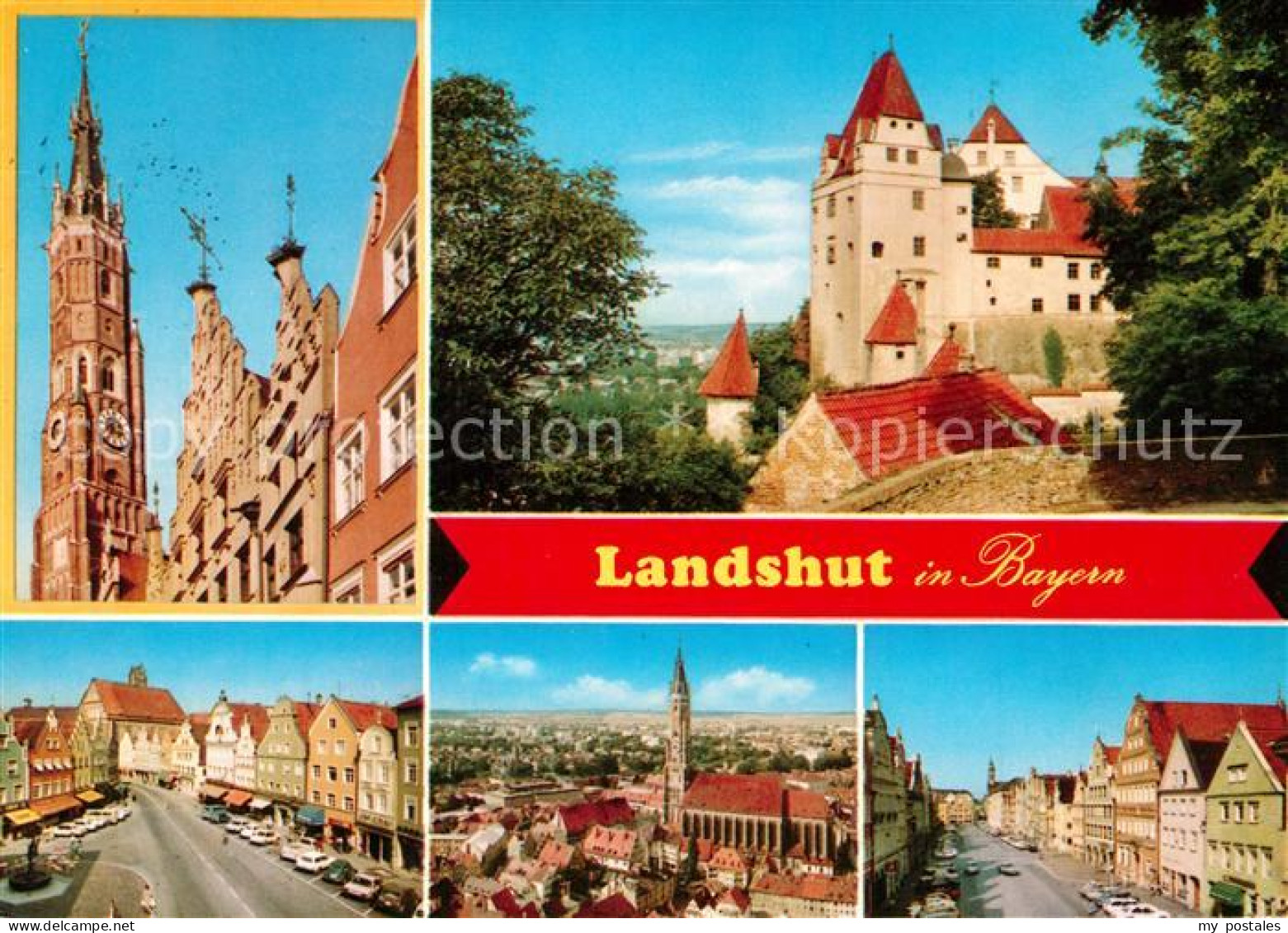 73266692 Landshut Isar Kirchturm Fassade Rathaus Burg Trausnitz Altstadt Landshu - Landshut