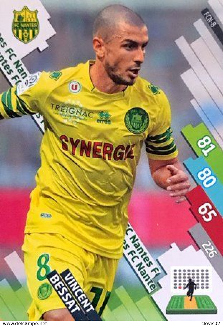 FCN-8 Vincent Bessat - FC Nantes - Panini Adrenalyn XL LIGUE 1 - 2014-2015 Carte Football - Trading Cards