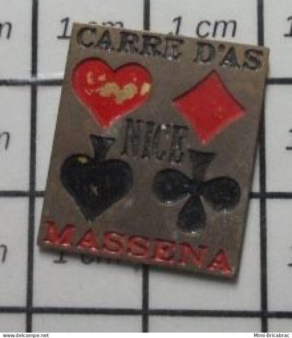 216B Pin's Pins / Beau Et Rare / JEUX / CERCLE DE JEUX CARTES POKER CARRE D'AS NICE MASSENA - Casinos