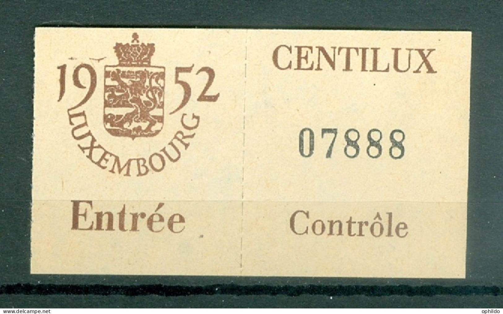 Luxembourg  Billet D'entrée Expo Phila Centilux 1952 - Plaatfouten & Curiosa