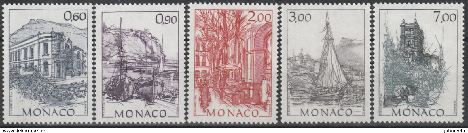 Année 1992 - N° 1834 à 1838 - Monaco D'autrefois : Oeuvres Du Peintre Hubert Clerissi - Série 5 Valeurs - Nuovi