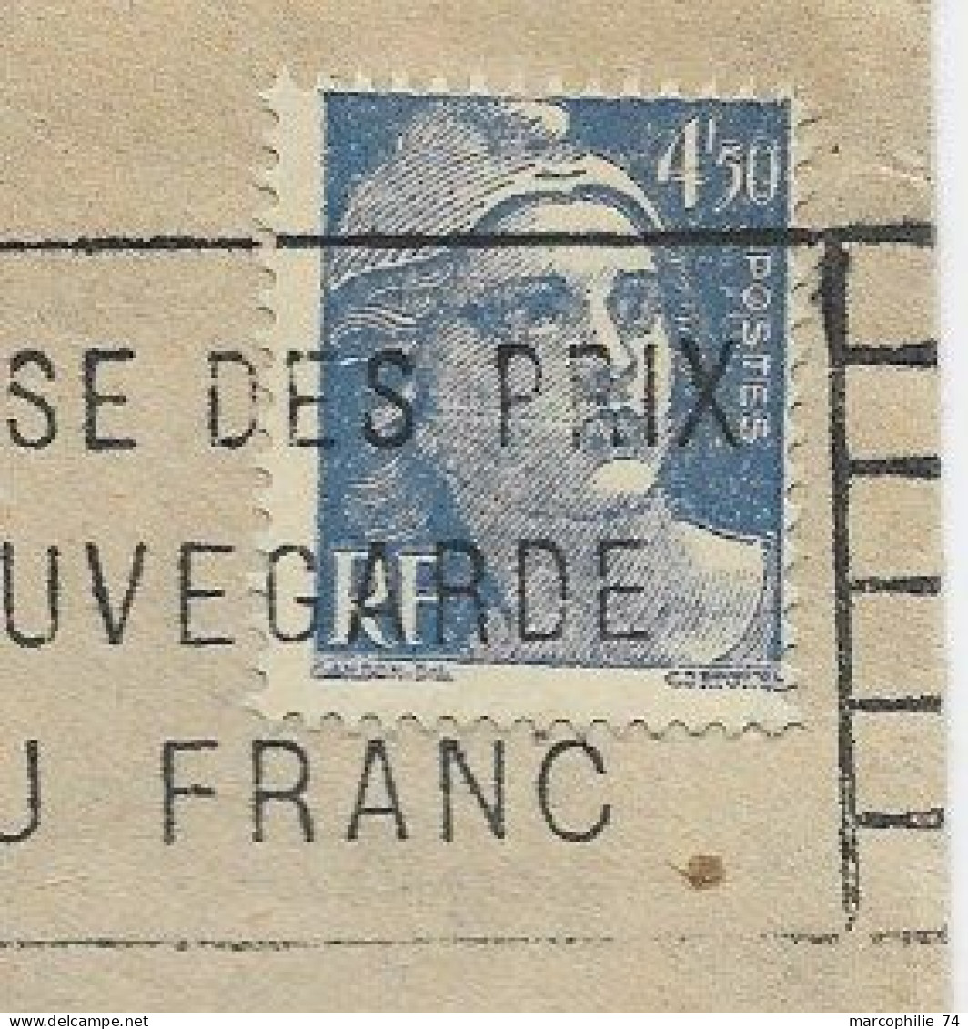 GANDON 4FR50 VARIETE RARE SEUL LETTRE MEC FLIER NANTES GARE 30.VI.1947 - 1945-54 Marianne Of Gandon