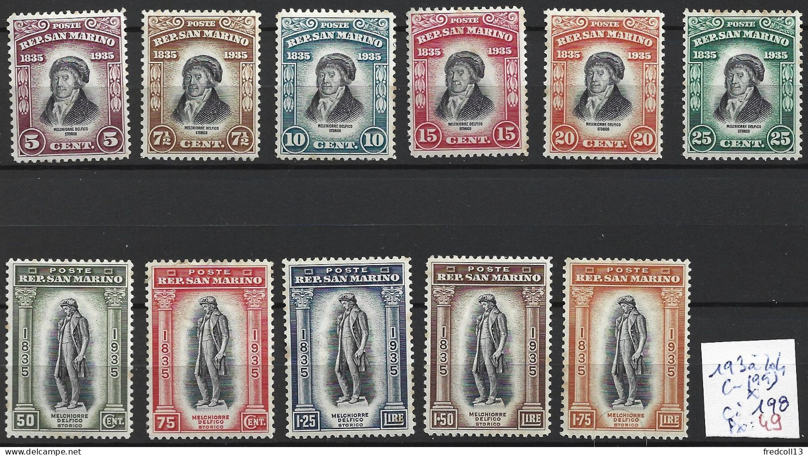 SAINT-MARIN 193 à 204 * Côte 198 € ( 199 Manquant ) - Unused Stamps