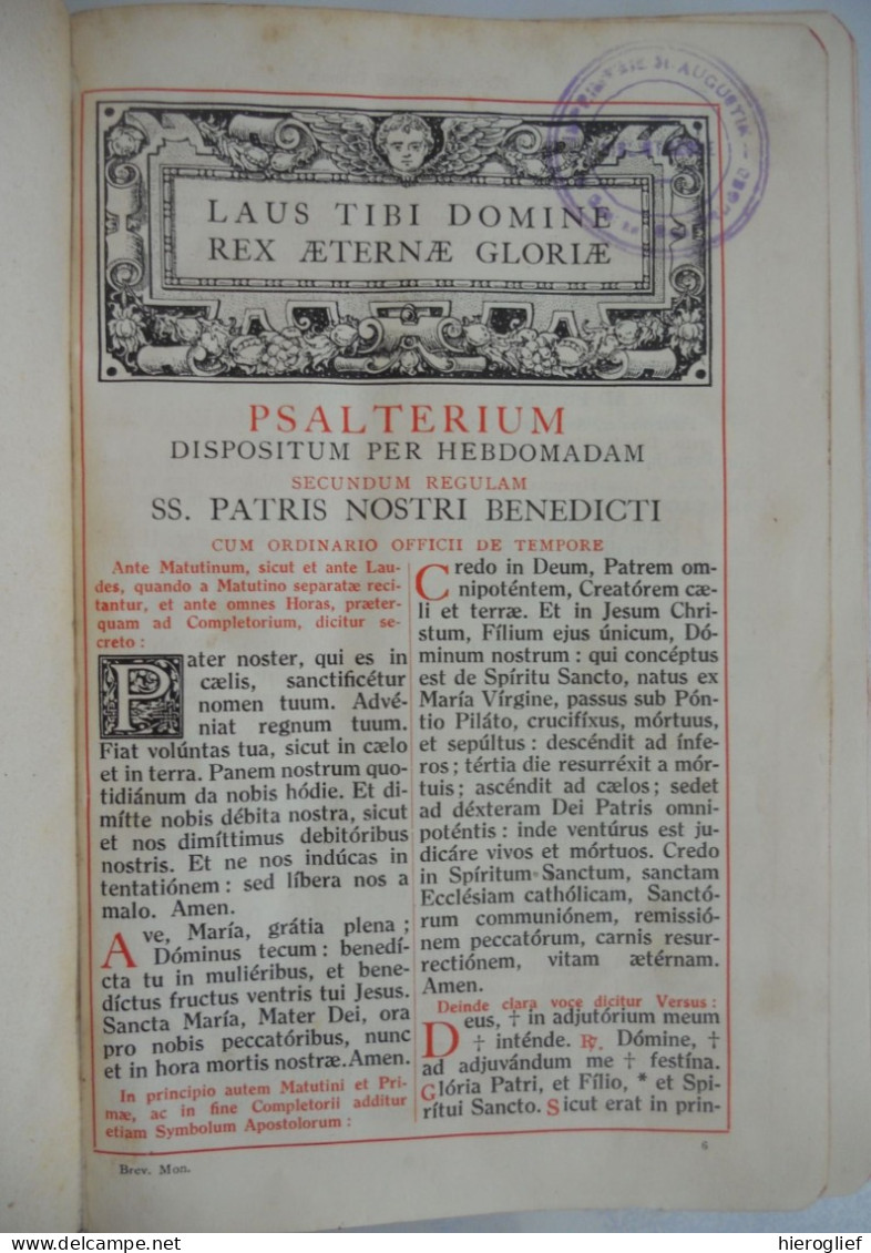 PSALTERIUM Dispositum Per Hebdomadam Secundum Regulam SS.PATRIS NOSTRI BENEDICTI - Breviarium Monasticum 1925 Brugge - Biblia, Cristianismo