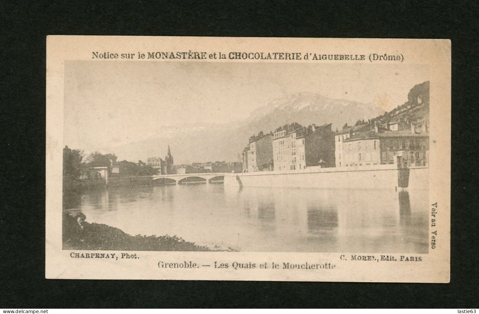 Chromo Aiguebelle. Photographie Eug. Charpenay. Grenoble Les Quais Et Le Moucherotte  10,5 X 6,5 Cm - Aiguebelle