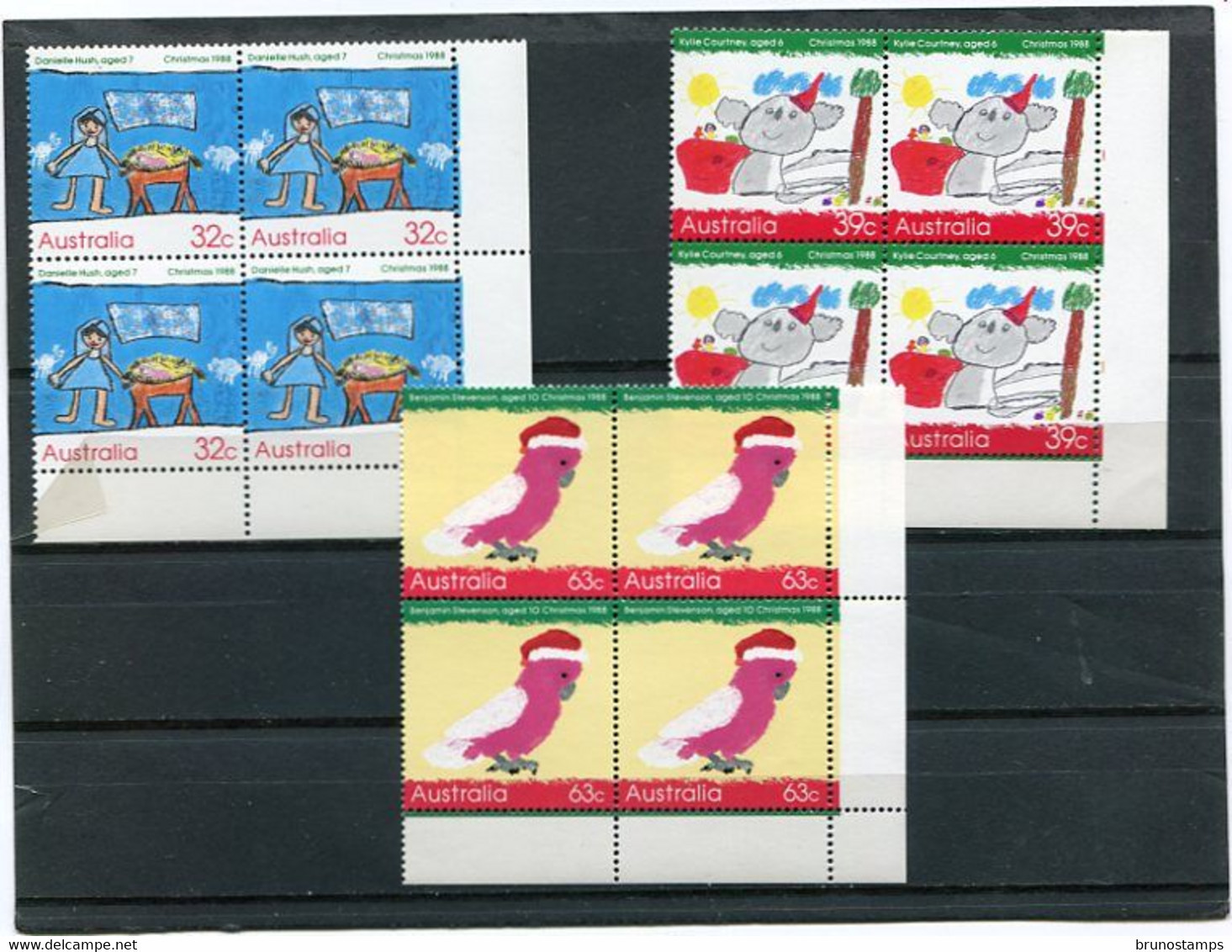 AUSTRALIA - 1988   CHRISTMAS  SET  BLOCK OF 4  MINT NH - Nuevos