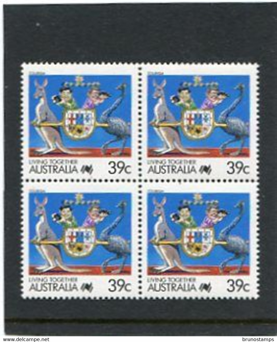AUSTRALIA - 1988   39c  LIVING TOGETHER  BLOCK OF 4  MINT NH - Mint Stamps