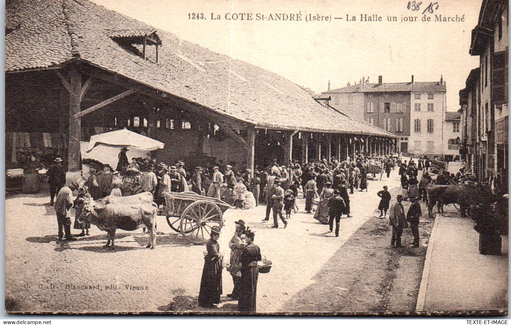 38 LA COTE SAINT ANDRE - La Halle Un Jour De Marche  - Autres & Non Classés