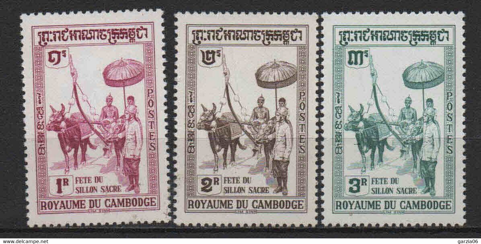 Cambodge - 1960  - Fête Du Sillon Sacré   - N° 89 à 91  -  Neufs ** -  MNH - Camboya