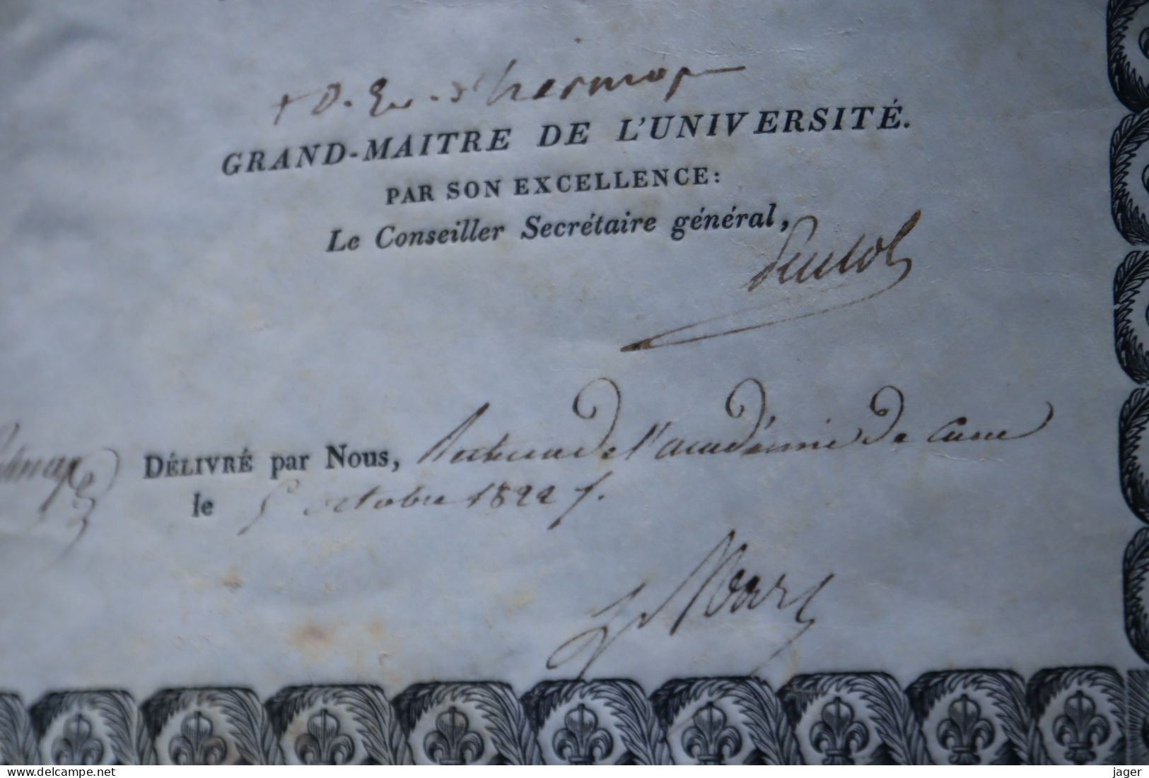 1822 Diplome De Bachelier Gouhier De Fontenay Université De France Armes De France Noblesse - Historische Documenten