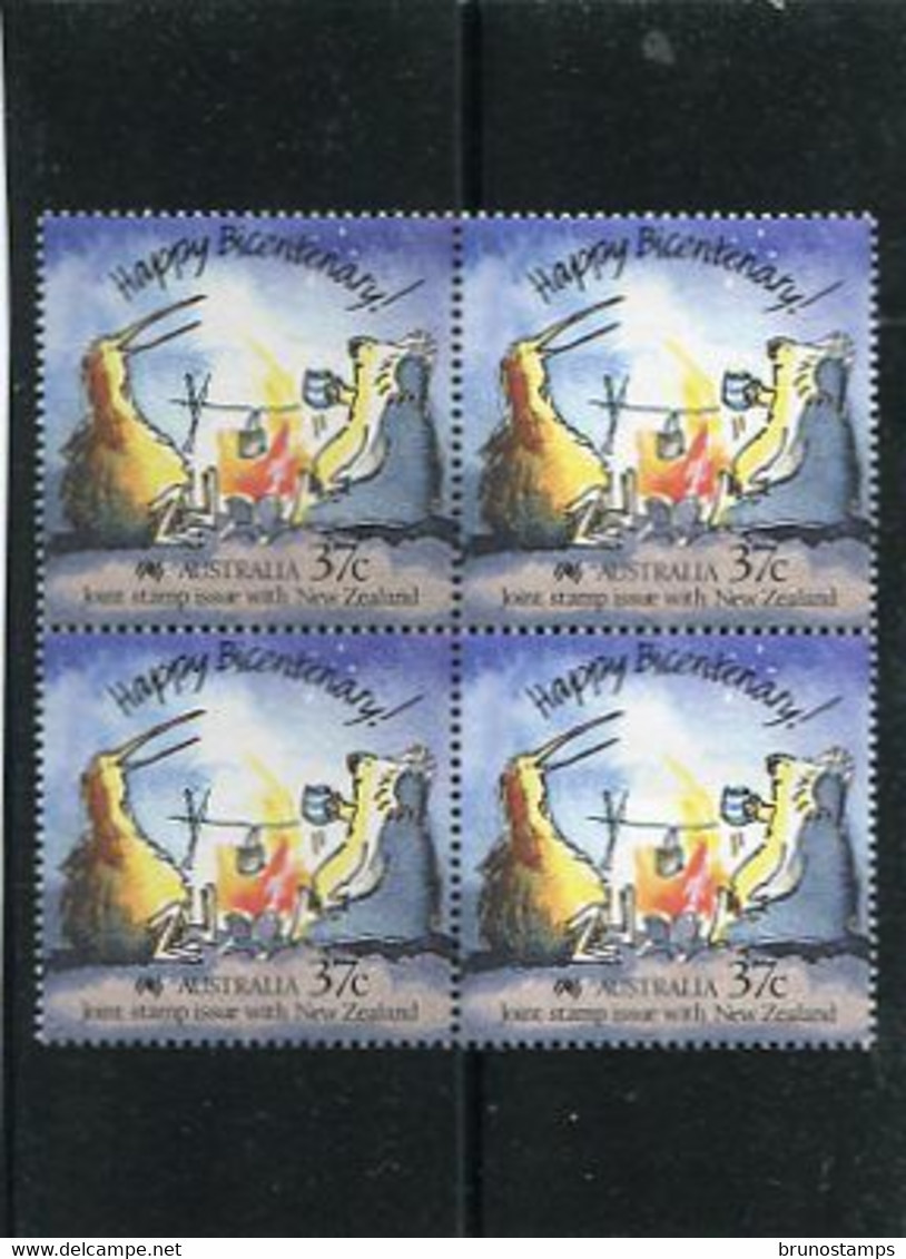 AUSTRALIA - 1988  37c  JOINT ISSUE WITH  NEW ZEALAND BLOCK OF 4  MINT NH - Nuevos