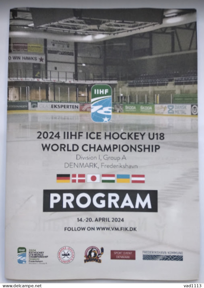 Official Programme IIHF 2024 Ice Hockey World Championship U18 Div. I-A Denmark - Libros