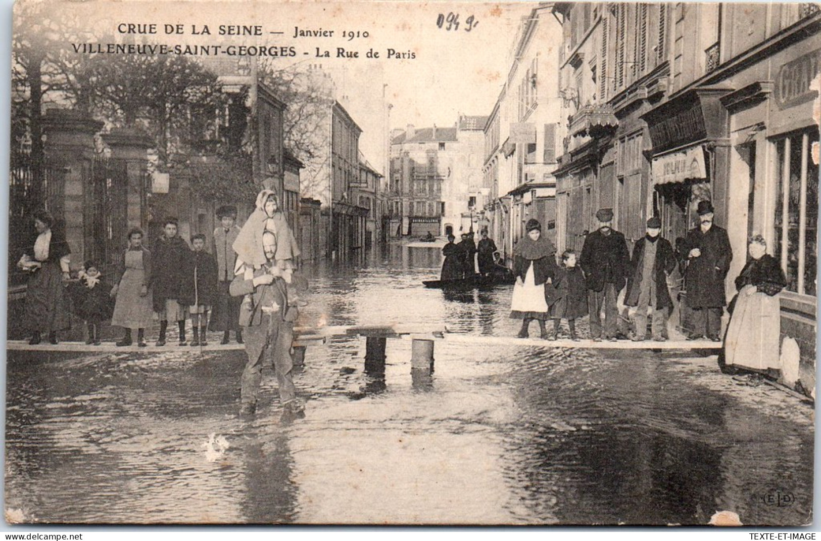 94 VILLENEUVE SAINT GEORGES - Rue De Paris Pendant La Crue De 1910 - Villeneuve Saint Georges