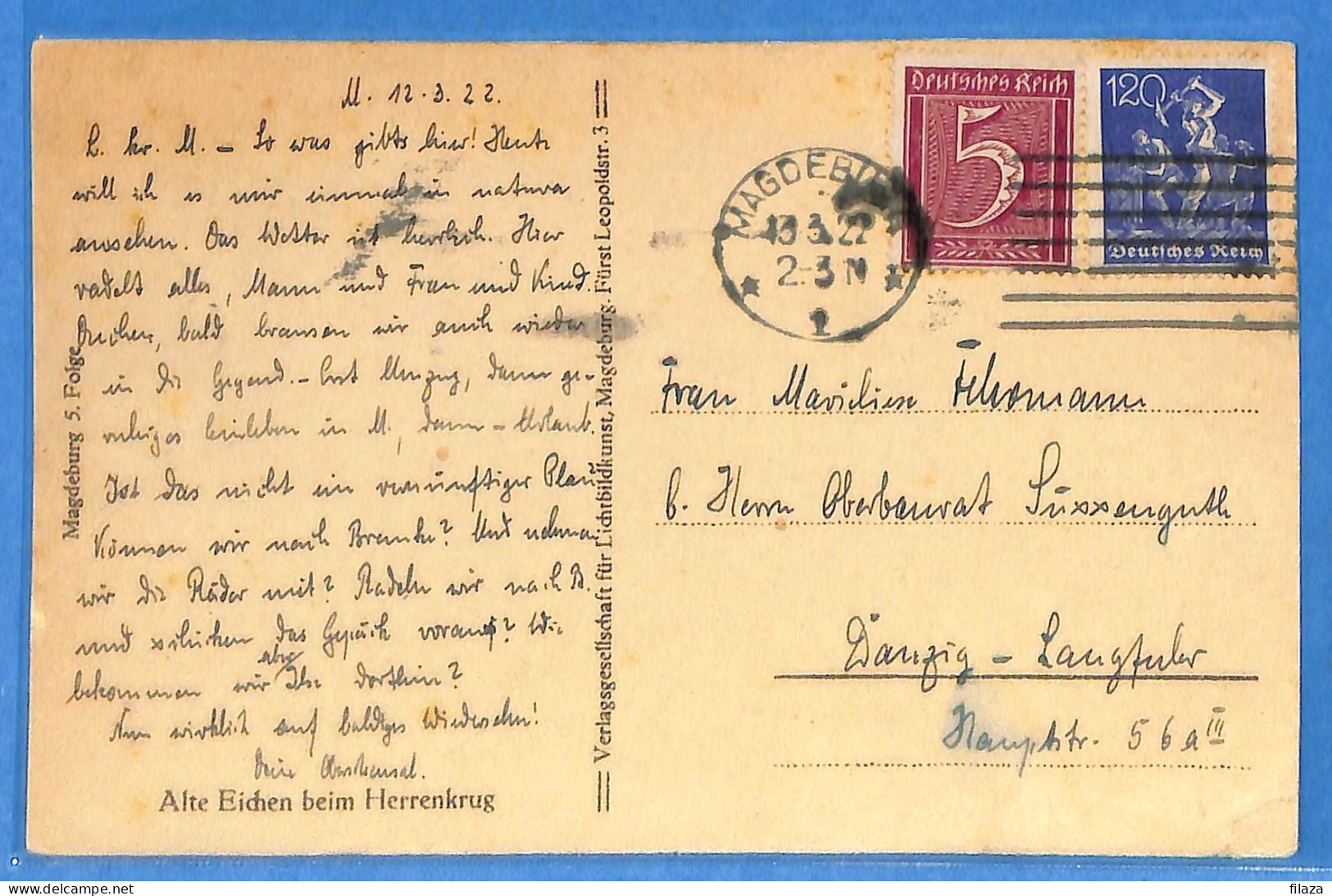 Allemagne Reich 1922 - Carte Postale De Magdeburg - G32911 - Briefe U. Dokumente