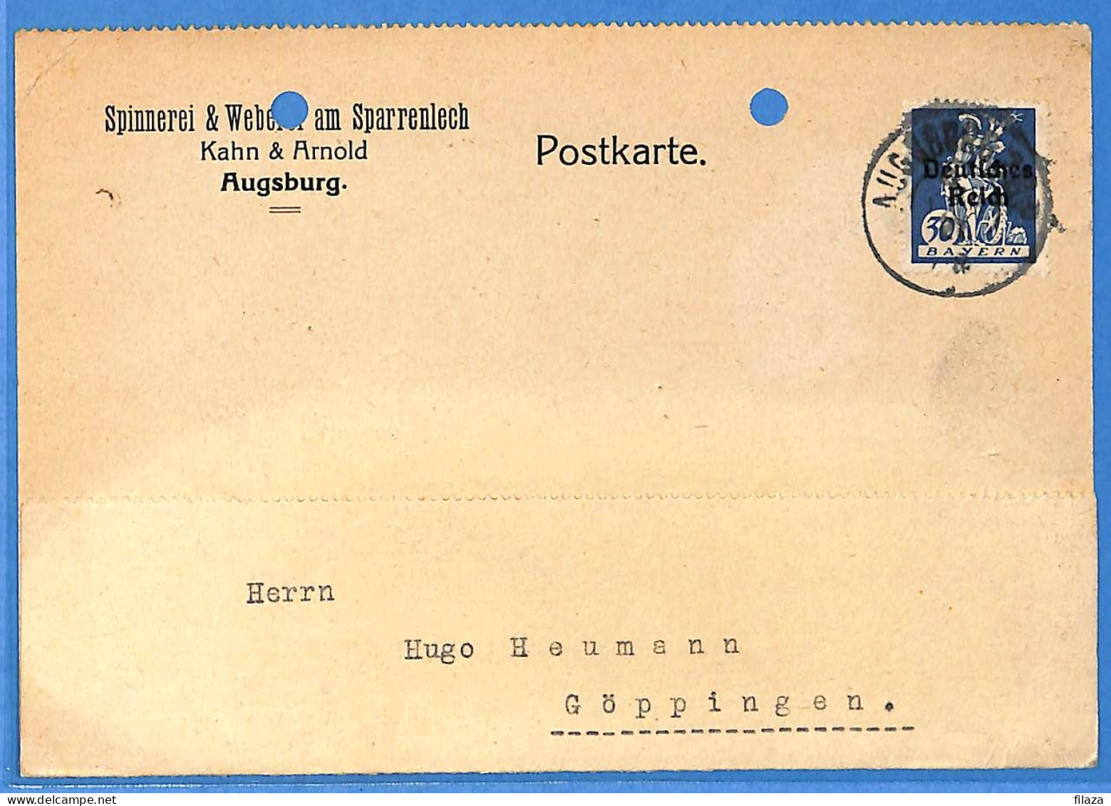 Allemagne Reich 1921 - Carte Postale De Augsburg - G32894 - Covers & Documents