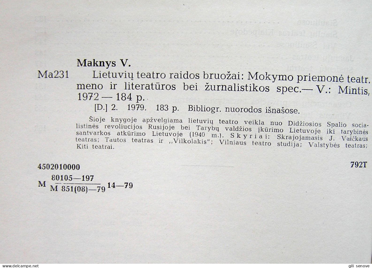 Lithuanian Book / Lietuvių Teatro Raidos Bruožai (1I Tomas) By Maknys 1979 - Ontwikkeling