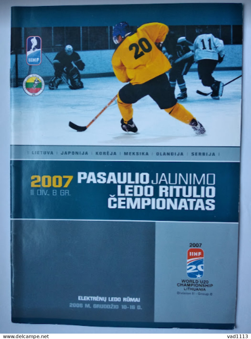 Official Programme 2007 Ice Hockey World Championship U20 Div.II-B Lithuania - Libros