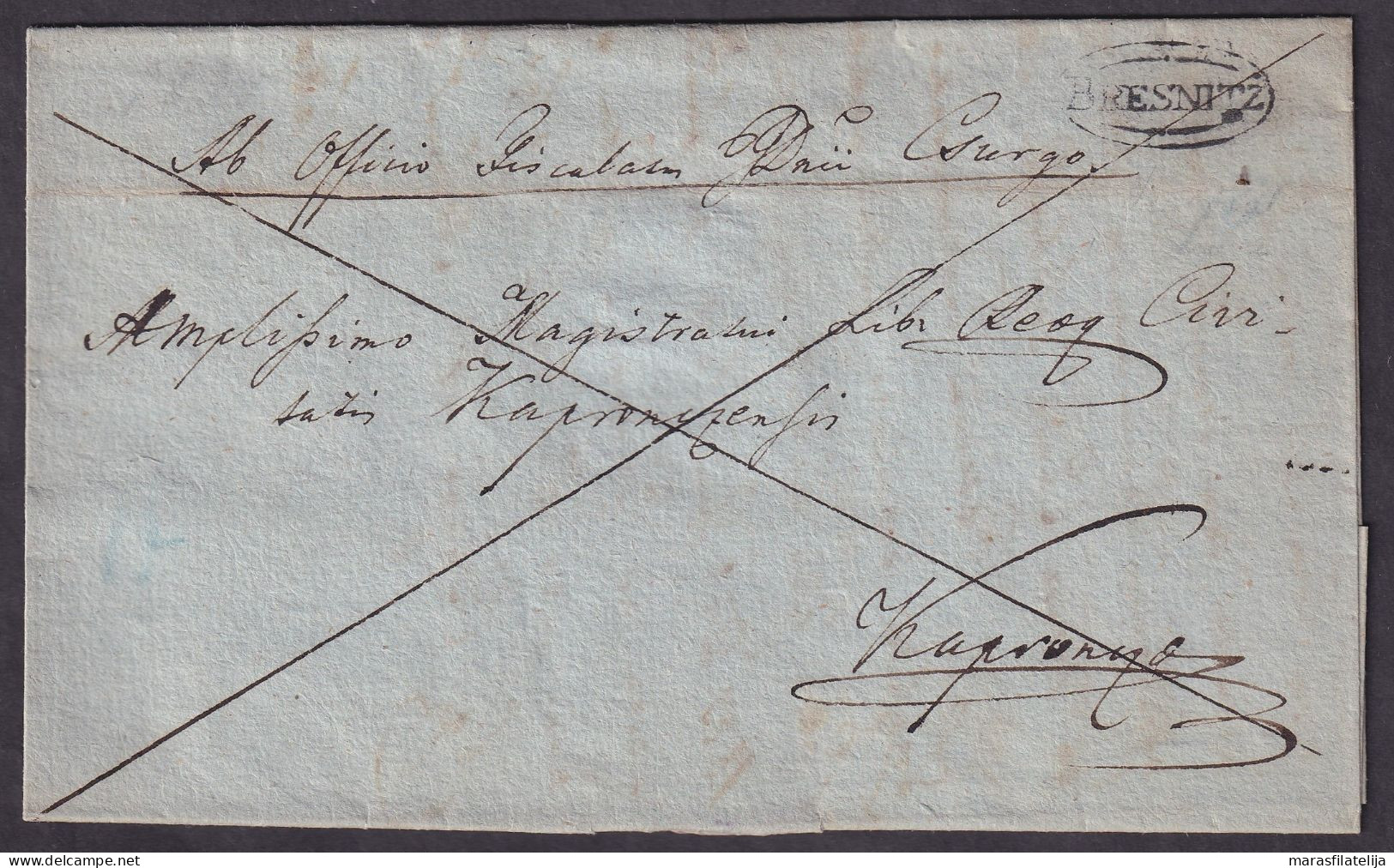 Czech 1834, Bohemia, Březnice, Bresnitz, Berzenncze, Entire Letter, Paid To Des - Sonstige & Ohne Zuordnung