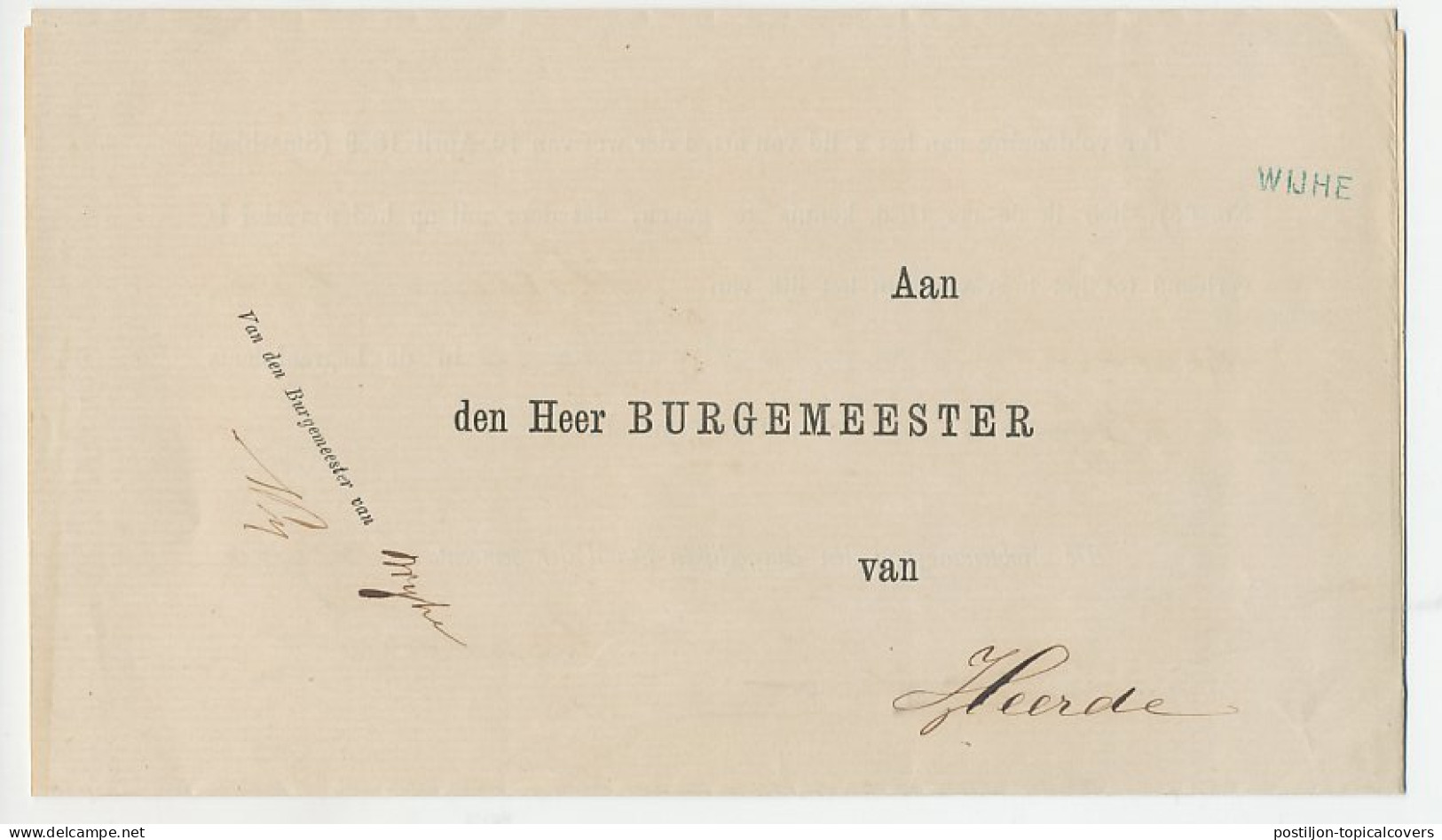 Naamstempel Wijhe 1872 - Brieven En Documenten