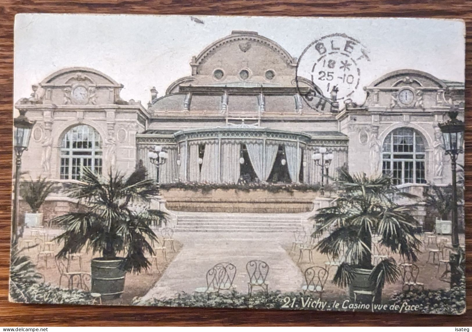 Carte Postale Ancienne Colorisée Vichy : Le Casino Vue De Face - 1914 - Non Classés