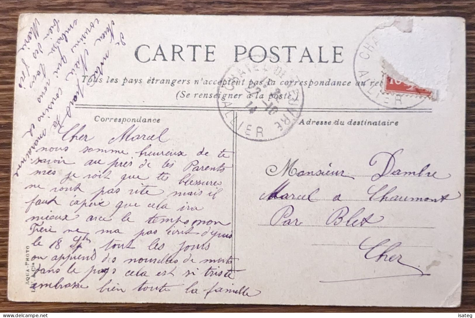 Carte Postale Ancienne Colorisée Vichy : Le Casino Vue De Face - 1914 - Non Classés