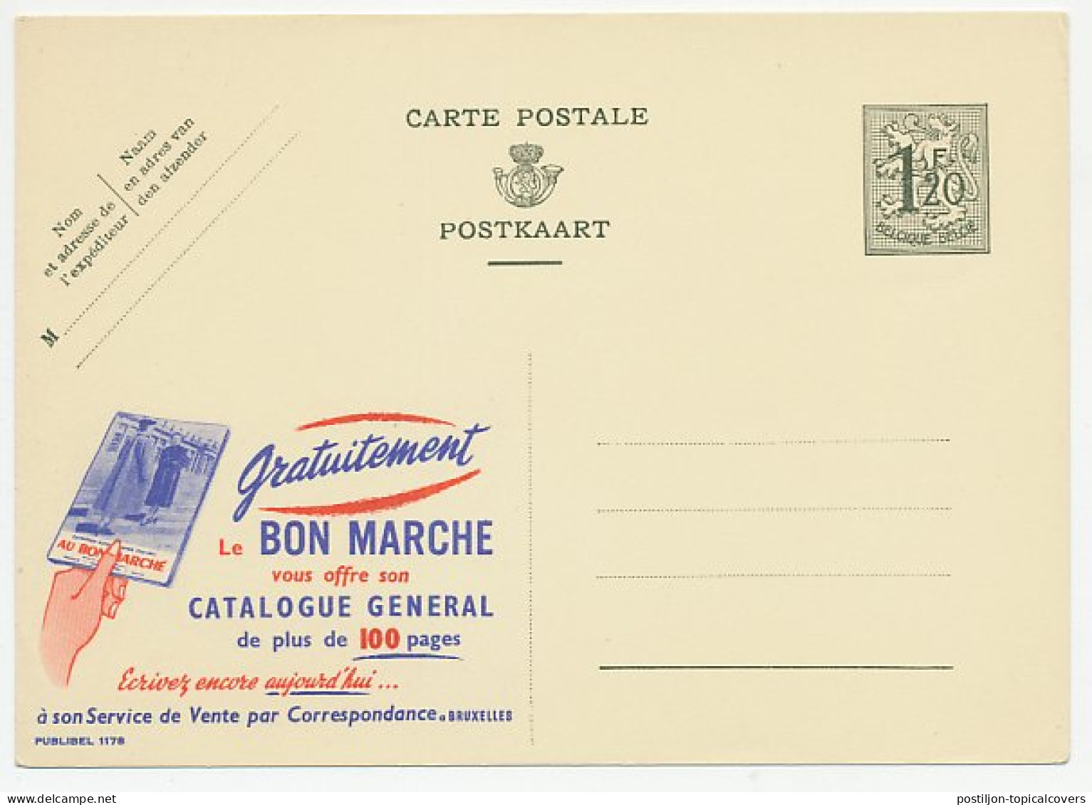 Publibel - Postal Stationery Belgium 1952 Fur Coat - Catalog - Kostüme