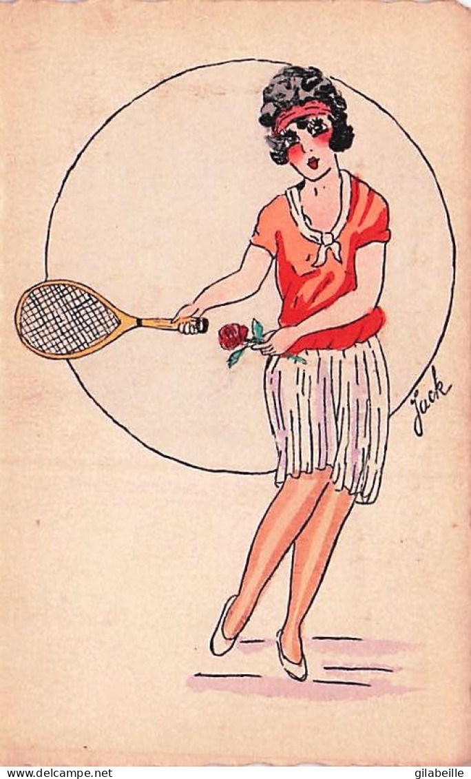 Sport - TENNIS - Illustrateur Jack  -  Jeune Femme Jouant Au  Tennis  - Tennis